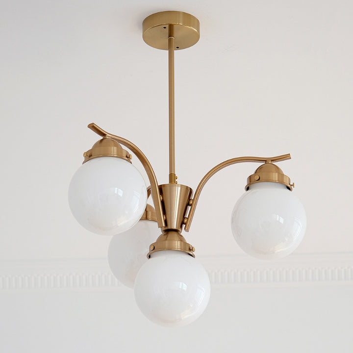 Lustre Contemporain Scandinave Haricot Magique Courbé en Verre Rond en Fer 4/6 Lumières pour Salon 
