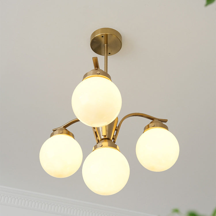 Lustre Contemporain Scandinave Haricot Magique Courbé en Verre Rond en Fer 4/6 Lumières pour Salon 