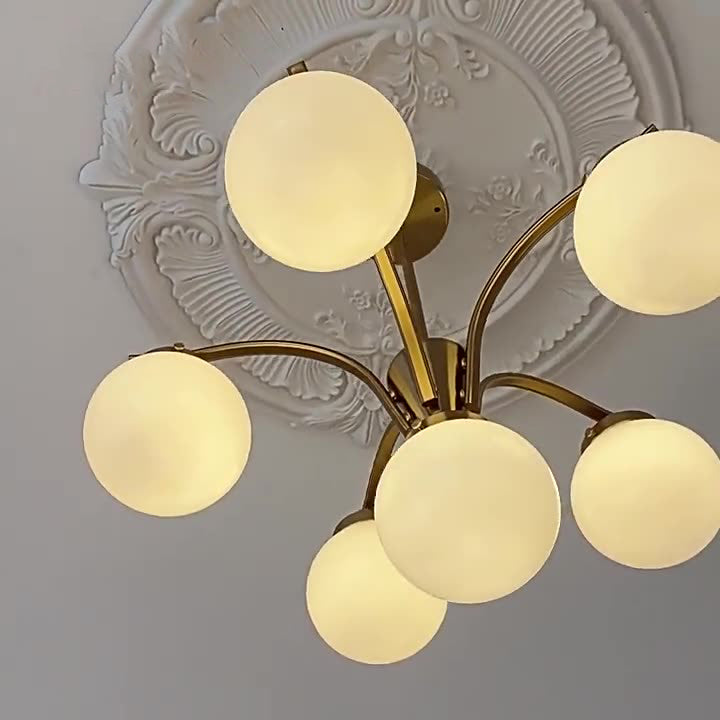 Lustre Contemporain Scandinave Haricot Magique Courbé en Verre Rond en Fer 4/6 Lumières pour Salon 