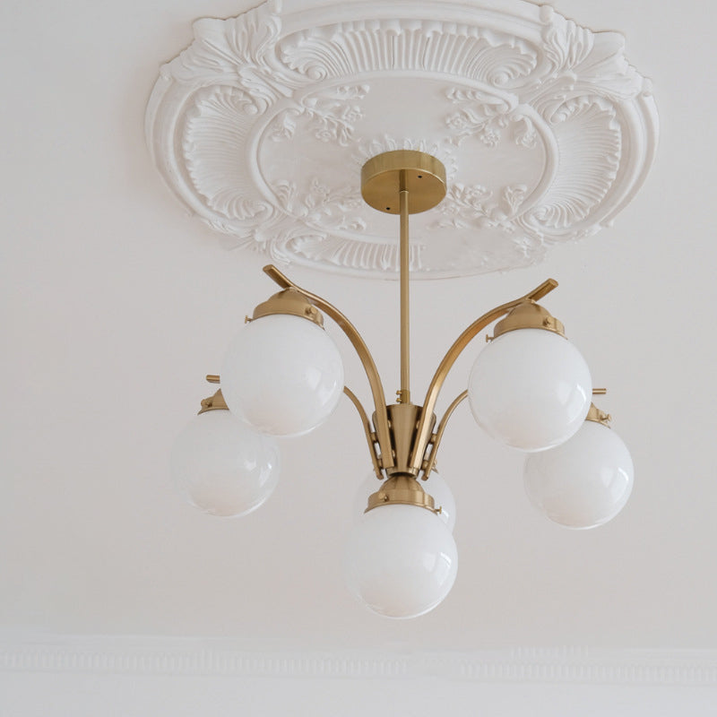 Lustre Contemporain Scandinave Haricot Magique Courbé en Verre Rond en Fer 4/6 Lumières pour Salon 