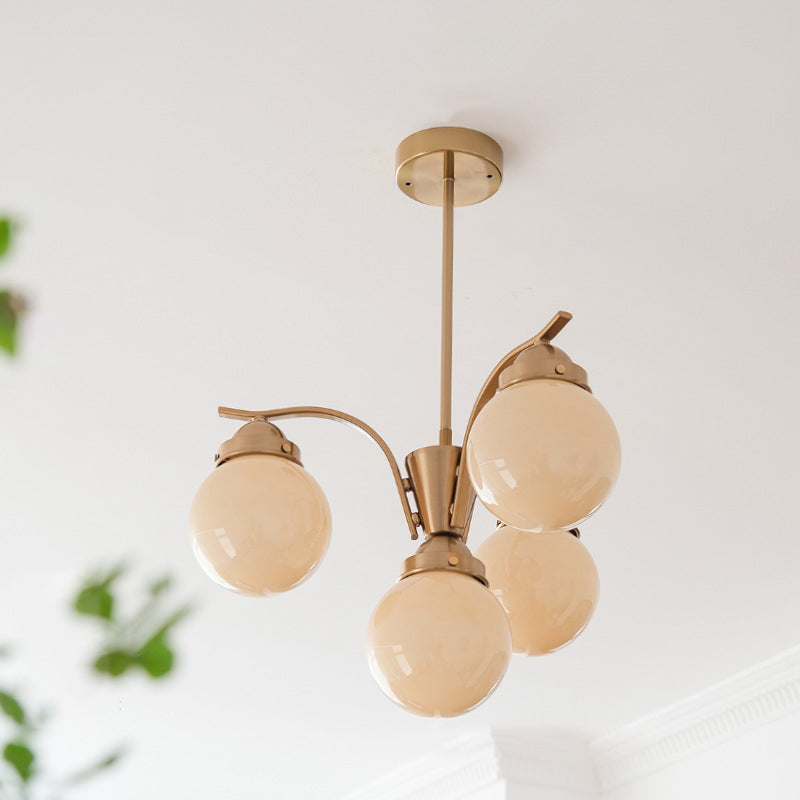 Lustre Contemporain Scandinave Haricot Magique Courbé en Verre Rond en Fer 4/6 Lumières pour Salon 