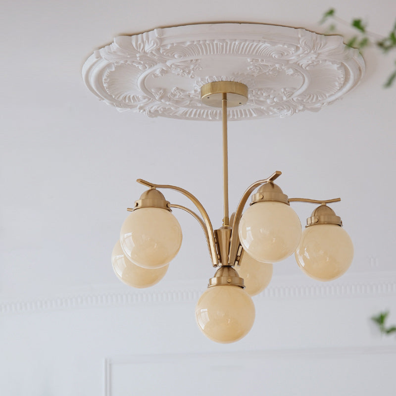 Lustre Contemporain Scandinave Haricot Magique Courbé en Verre Rond en Fer 4/6 Lumières pour Salon 