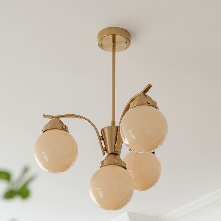 Lustre Contemporain Scandinave Haricot Magique Courbé en Verre Rond en Fer 4/6 Lumières pour Salon 