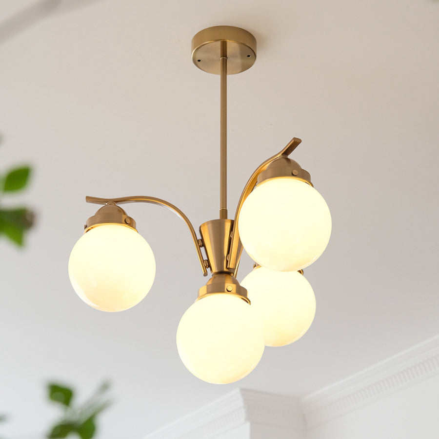 Lustre Contemporain Scandinave Haricot Magique Courbé en Verre Rond en Fer 4/6 Lumières pour Salon 