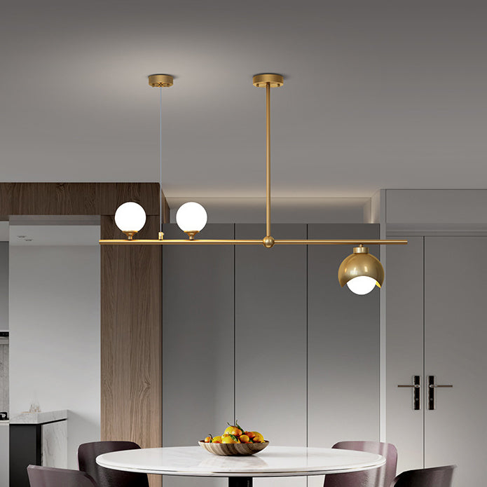 Lustre Contemporain Scandinave en Laiton et Verre avec Haricot Magique à 3/4 Lumières pour Salon 