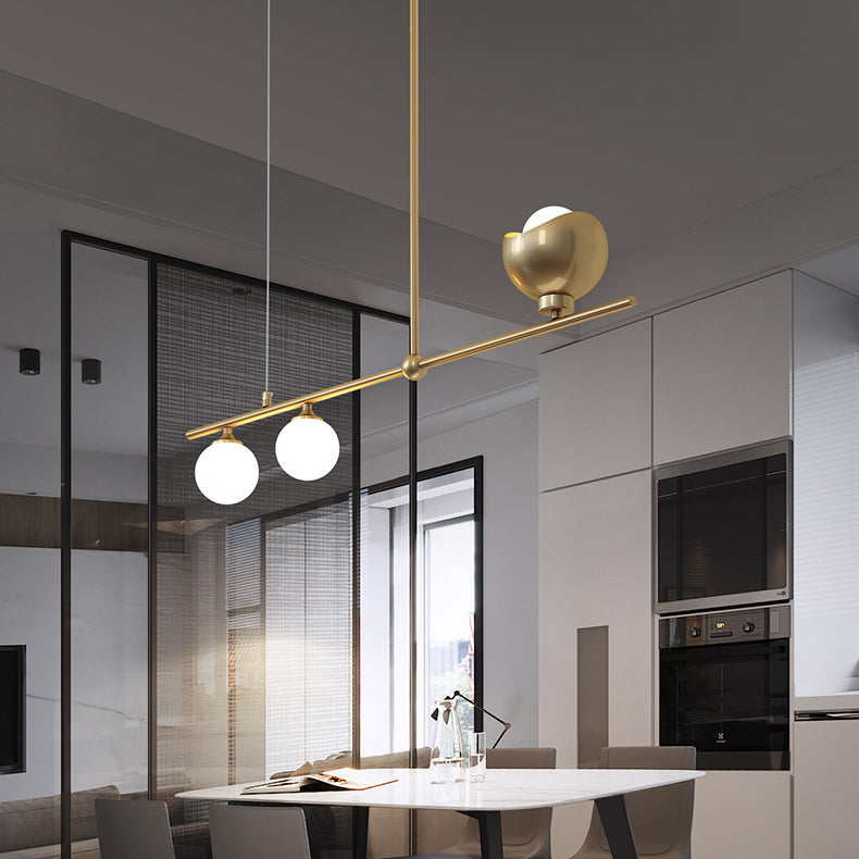 Contemporary Scandinavian Magic Bean Strip Glass Brass 3/4 Light Chandelier For Living Room