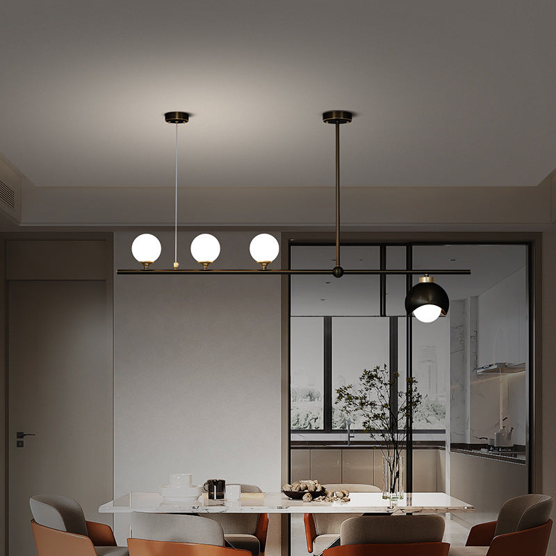 Contemporary Scandinavian Magic Bean Strip Glass Brass 3/4 Light Chandelier For Living Room