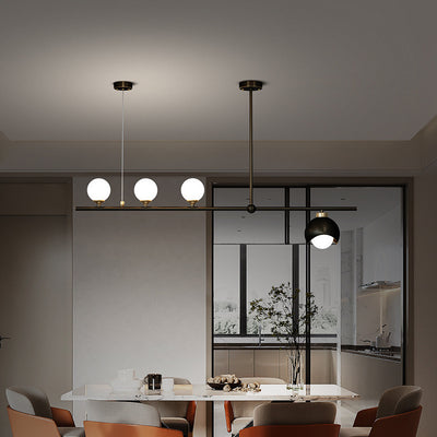 Contemporary Scandinavian Magic Bean Strip Glass Brass 3/4 Light Chandelier For Living Room
