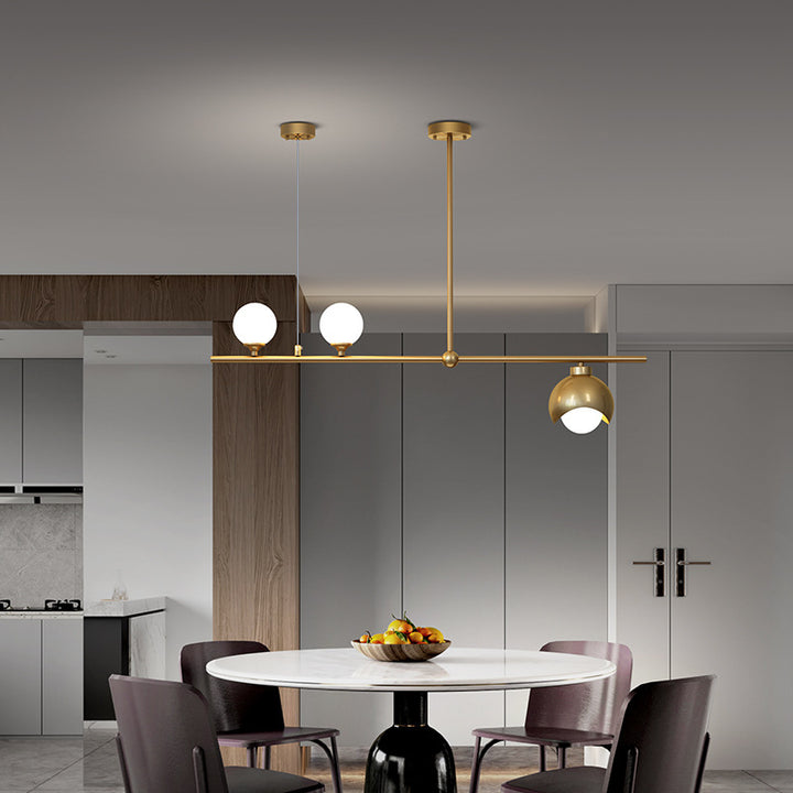 Lustre Contemporain Scandinave en Laiton et Verre avec Haricot Magique à 3/4 Lumières pour Salon 