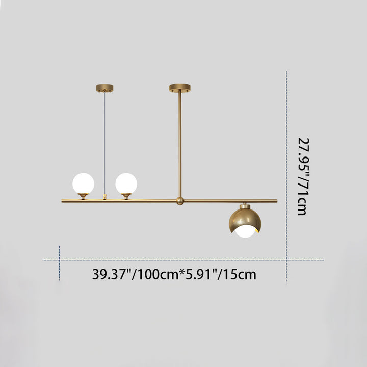 Lustre Contemporain Scandinave en Laiton et Verre avec Haricot Magique à 3/4 Lumières pour Salon 