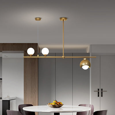 Contemporary Scandinavian Magic Bean Strip Glass Brass 3/4 Light Chandelier For Living Room