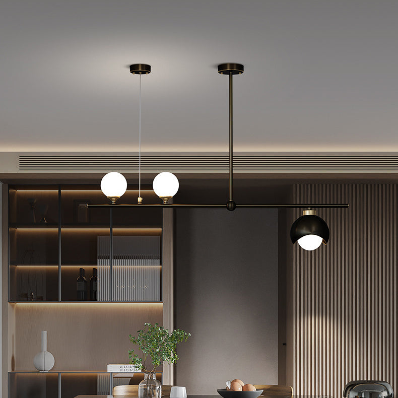 Contemporary Scandinavian Magic Bean Strip Glass Brass 3/4 Light Chandelier For Living Room