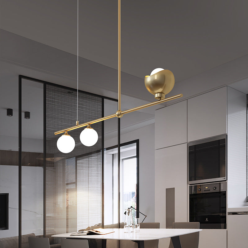 Contemporary Scandinavian Magic Bean Strip Glass Brass 3/4 Light Chandelier For Living Room