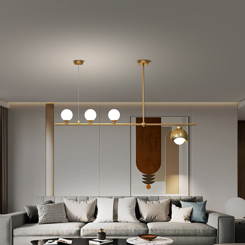 Contemporary Scandinavian Magic Bean Strip Glass Brass 3/4 Light Chandelier For Living Room
