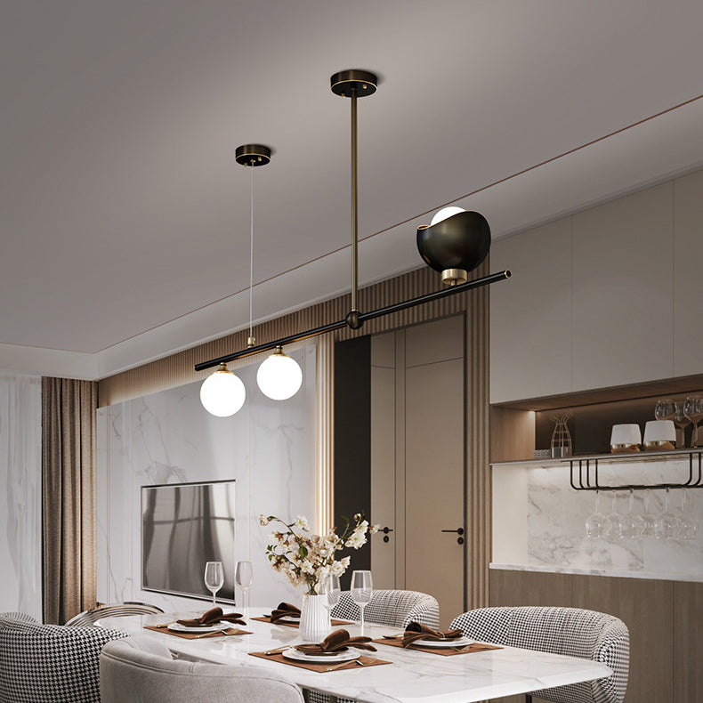 Contemporary Scandinavian Magic Bean Strip Glass Brass 3/4 Light Chandelier For Living Room