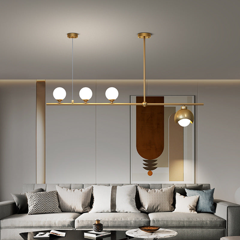 Contemporary Scandinavian Magic Bean Strip Glass Brass 3/4 Light Chandelier For Living Room