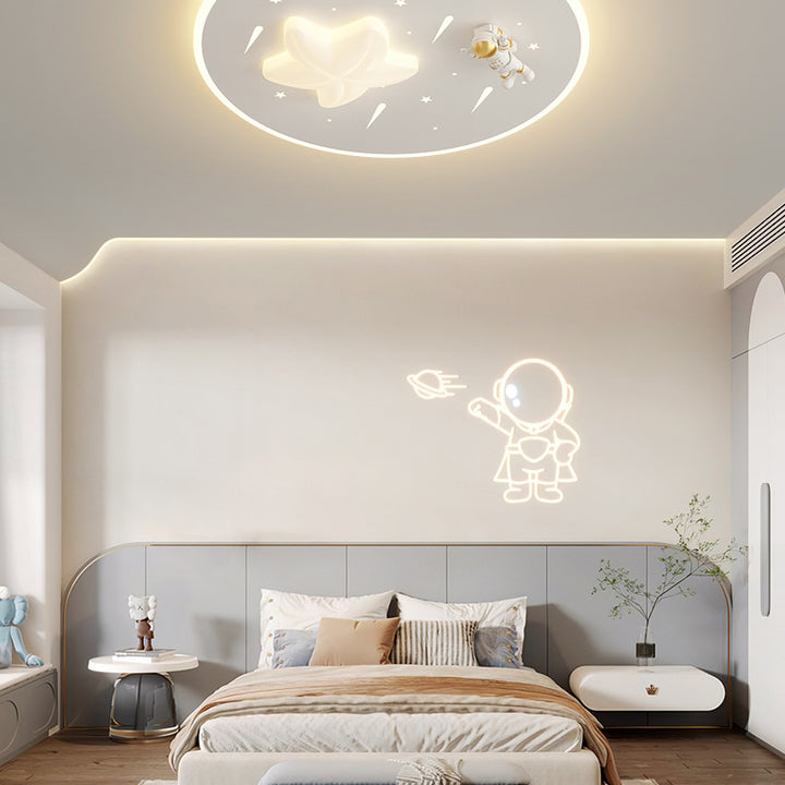 Luz de techo LED empotrada de hardware acrílico redonda de astronauta estrella moderna Art Deco para sala de estar 