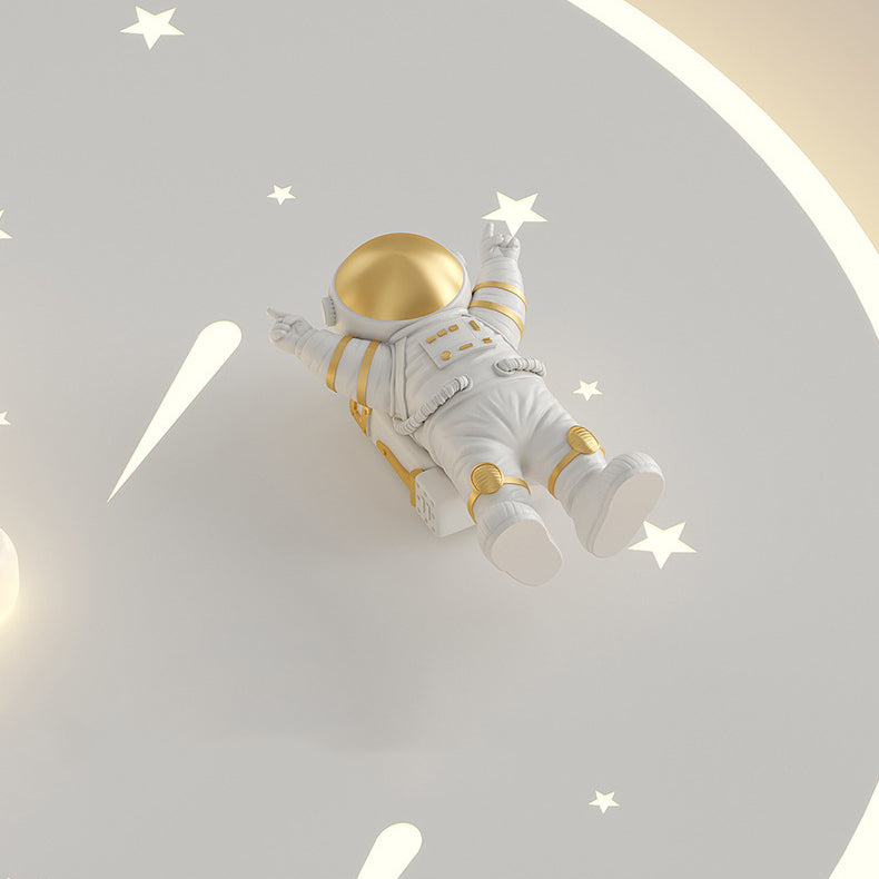 Modern Art Deco Kids Round Astronaut Star Acrylic Hardware LED Flush Mount Ceiling Light For Living Room