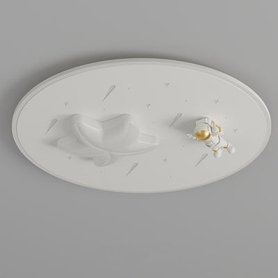 Modern Art Deco Kids Round Astronaut Star Acrylic Hardware LED Flush Mount Ceiling Light For Living Room