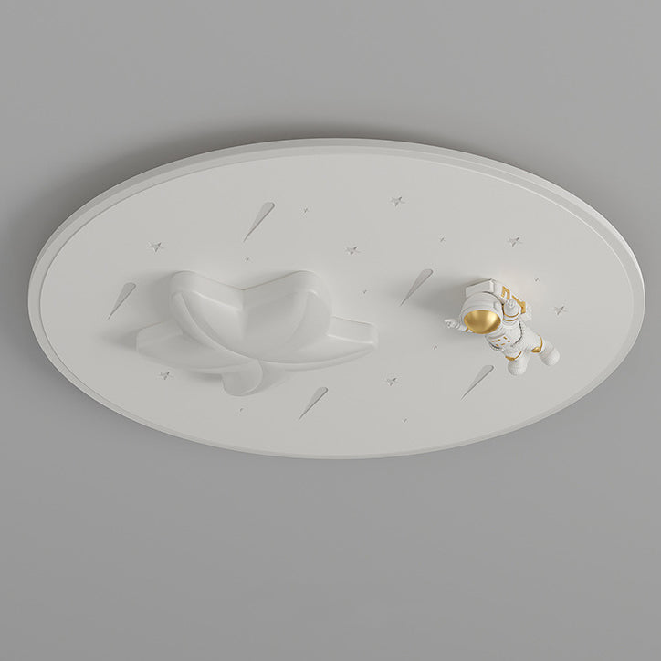 Modern Art Deco Kids Round Astronaut Star Acrylic Hardware LED Flush Mount Ceiling Light For Living Room