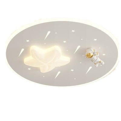 Modern Art Deco Kids Round Astronaut Star Acrylic Hardware LED Flush Mount Ceiling Light For Living Room