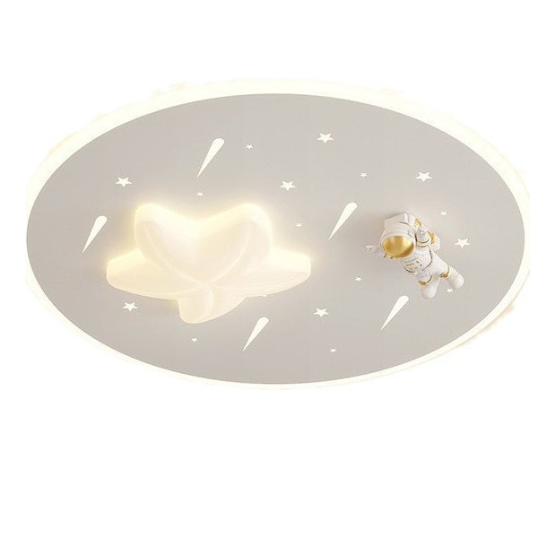 Modern Art Deco Kids Round Astronaut Star Acrylic Hardware LED Flush Mount Ceiling Light For Living Room