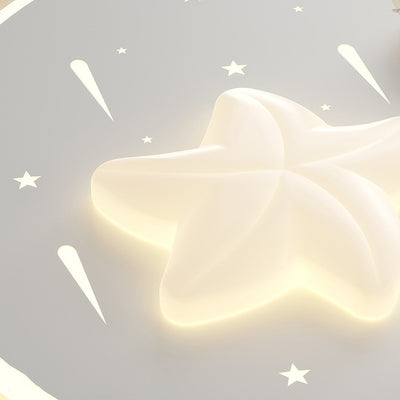 Modern Art Deco Kids Round Astronaut Star Acrylic Hardware LED Flush Mount Ceiling Light For Living Room