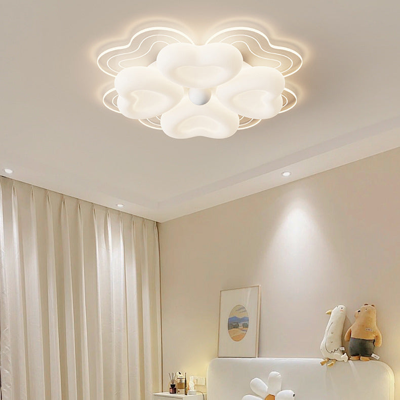 Modern Art Deco Heart Flower Wave Round Acrylic Iron LED Flush Mount Ceiling Light For Living Room