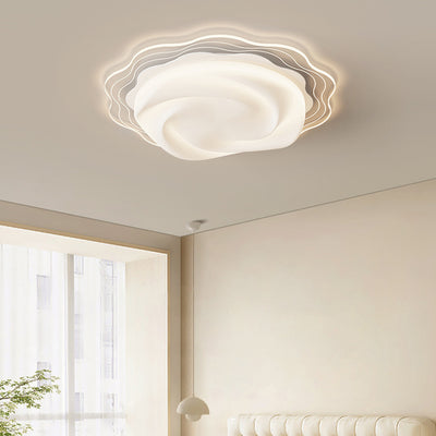Modern Art Deco Heart Flower Wave Round Acrylic Iron LED Flush Mount Ceiling Light For Living Room