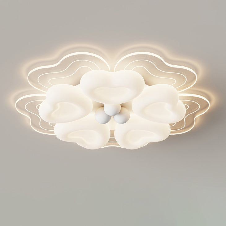 Modern Art Deco Heart Flower Wave Round Acrylic Iron LED Flush Mount Ceiling Light For Living Room