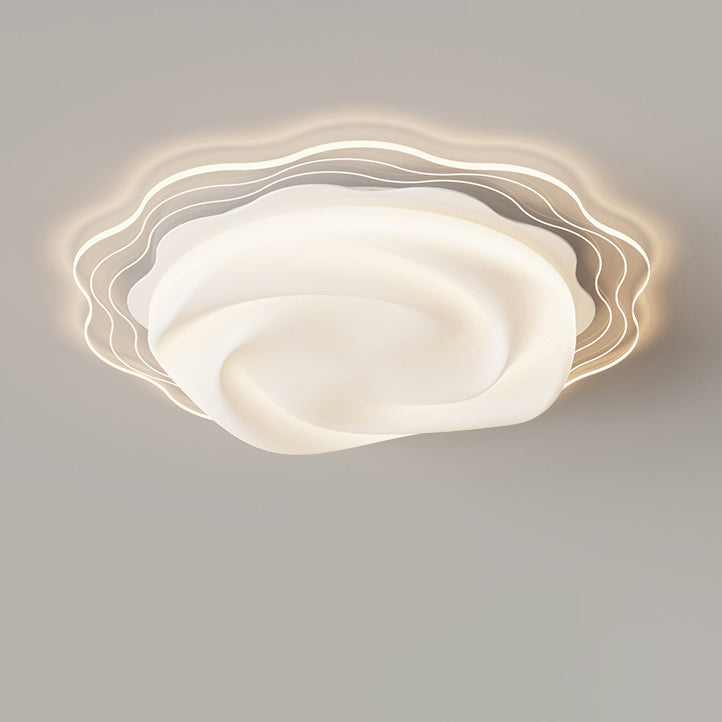 Modern Art Deco Heart Flower Wave Round Acrylic Iron LED Flush Mount Ceiling Light For Living Room