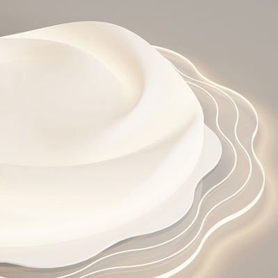 Modern Art Deco Heart Flower Wave Round Acrylic Iron LED Flush Mount Ceiling Light For Living Room