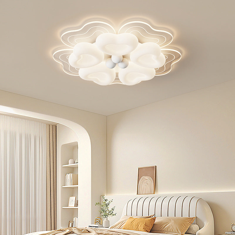 Modern Art Deco Heart Flower Wave Round Acrylic Iron LED Flush Mount Ceiling Light For Living Room
