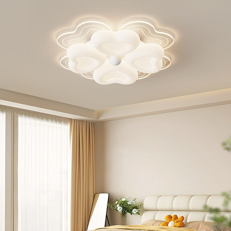 Modern Art Deco Heart Flower Wave Round Acrylic Iron LED Flush Mount Ceiling Light For Living Room