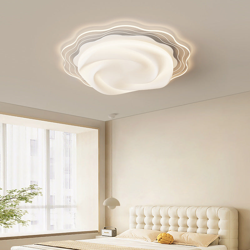 Modern Art Deco Heart Flower Wave Round Acrylic Iron LED Flush Mount Ceiling Light For Living Room