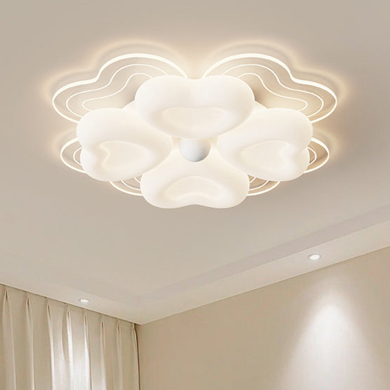 Modern Art Deco Heart Flower Wave Round Acrylic Iron LED Flush Mount Ceiling Light For Living Room