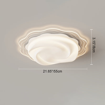Modern Art Deco Heart Flower Wave Round Acrylic Iron LED Flush Mount Ceiling Light For Living Room