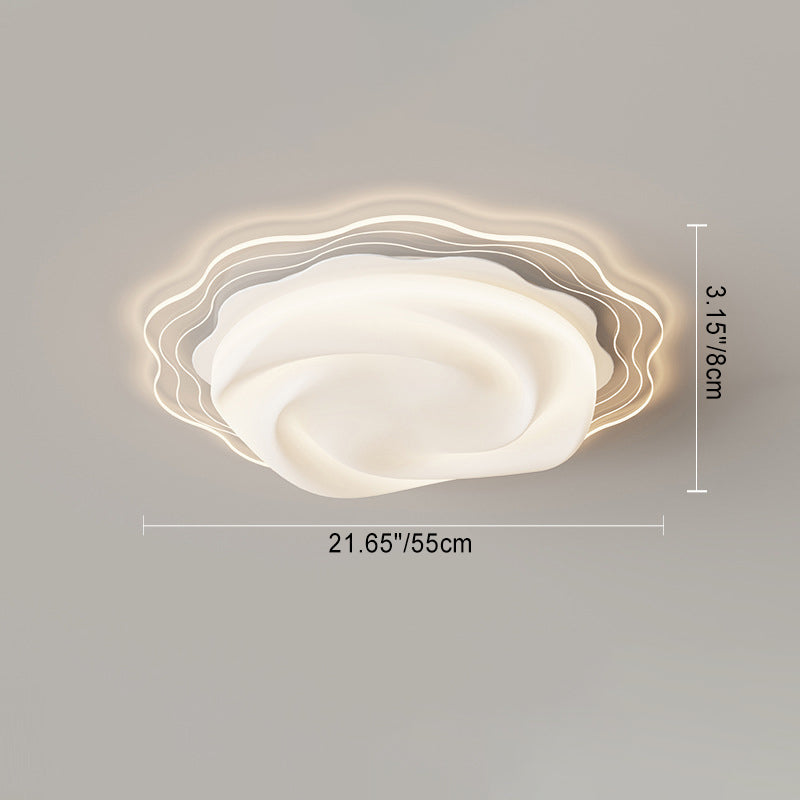 Modern Art Deco Heart Flower Wave Round Acrylic Iron LED Flush Mount Ceiling Light For Living Room