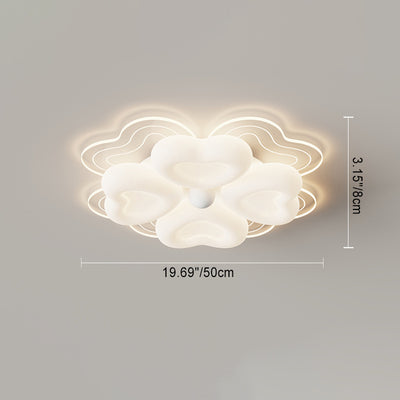 Modern Art Deco Heart Flower Wave Round Acrylic Iron LED Flush Mount Ceiling Light For Living Room