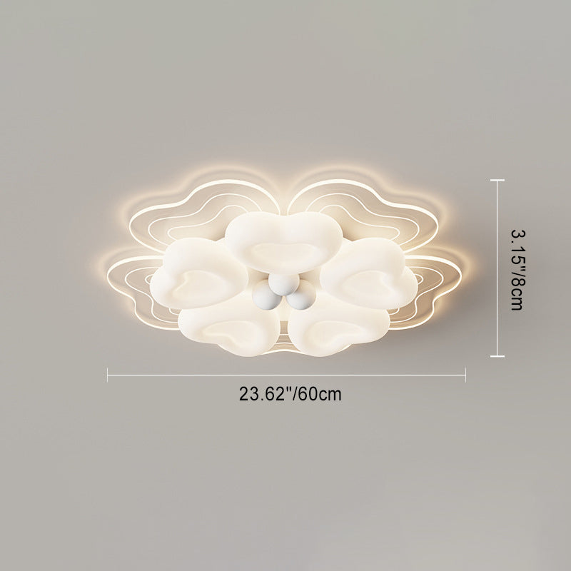 Modern Art Deco Heart Flower Wave Round Acrylic Iron LED Flush Mount Ceiling Light For Living Room