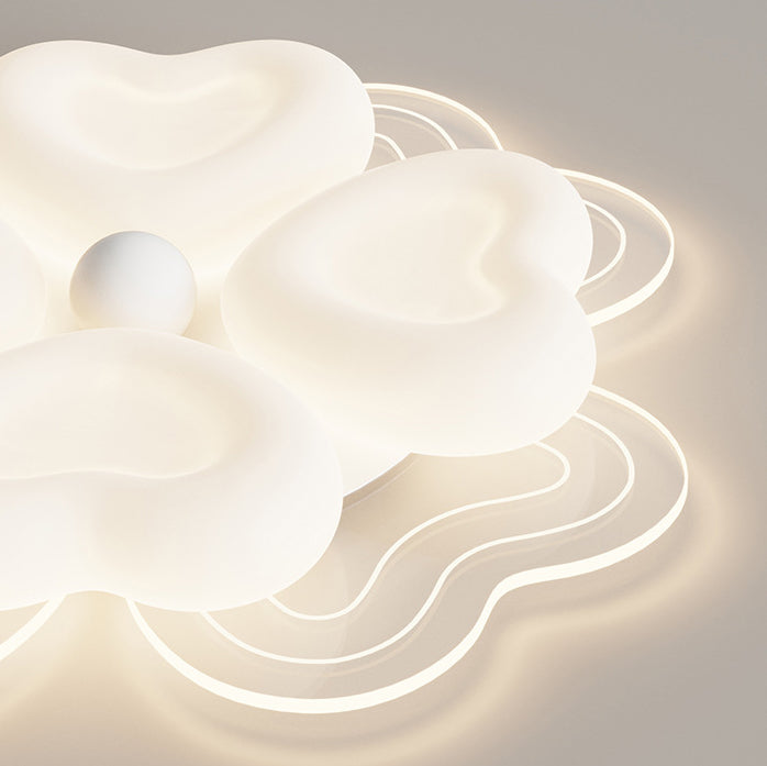 Modern Art Deco Heart Flower Wave Round Acrylic Iron LED Flush Mount Ceiling Light For Living Room