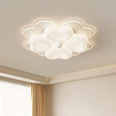 Modern Art Deco Heart Flower Wave Round Acrylic Iron LED Flush Mount Ceiling Light For Living Room