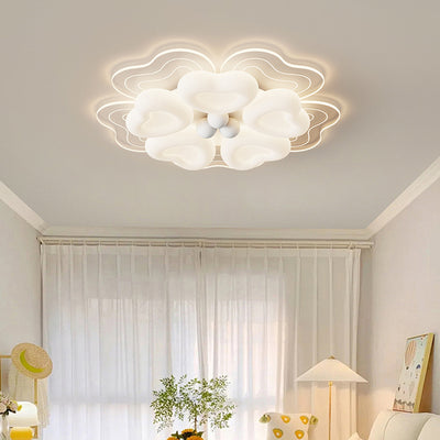 Modern Art Deco Heart Flower Wave Round Acrylic Iron LED Flush Mount Ceiling Light For Living Room