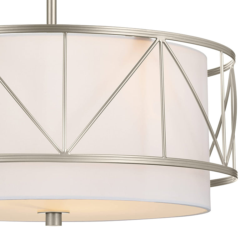 Traditional Rustic Round Cutout Fabric Iron 1-Light Semi-Flush Mount Ceiling Light For Living Room