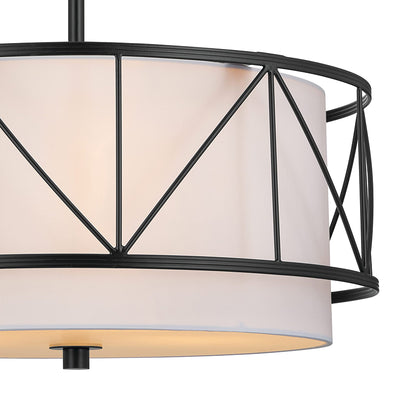 Traditional Rustic Round Cutout Fabric Iron 1-Light Semi-Flush Mount Ceiling Light For Living Room