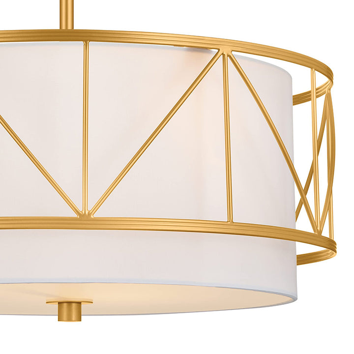 Traditional Rustic Round Cutout Fabric Iron 1-Light Semi-Flush Mount Ceiling Light For Living Room