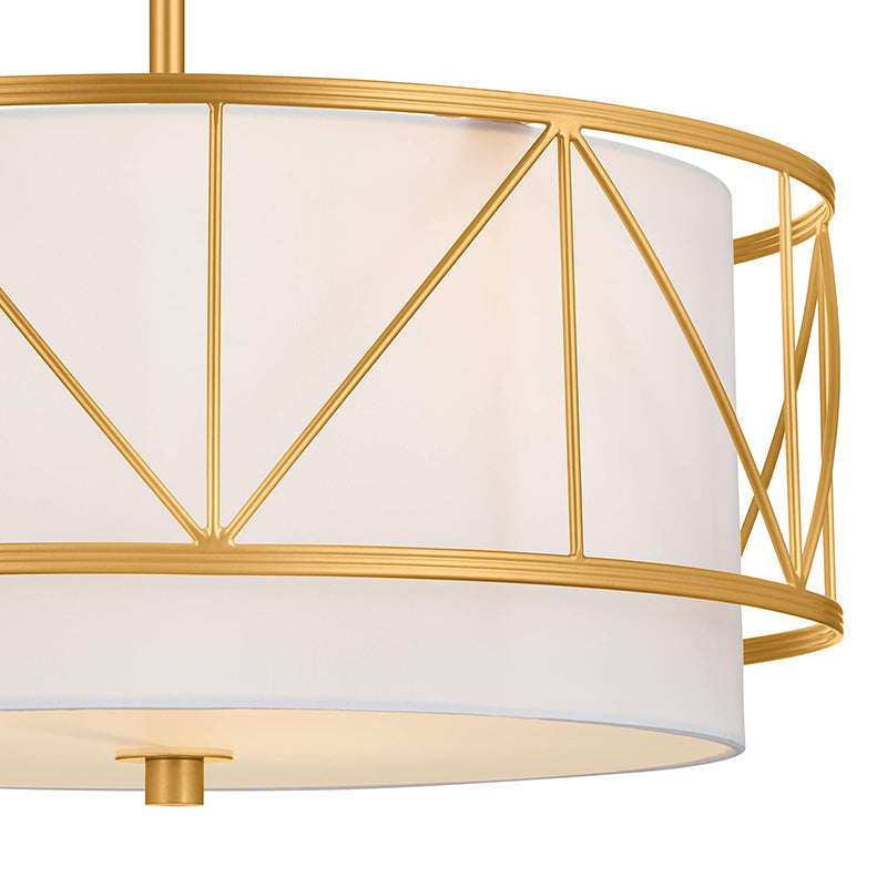 Traditional Rustic Round Cutout Fabric Iron 1-Light Semi-Flush Mount Ceiling Light For Living Room