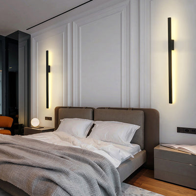 Moderne minimalistische rechteckige Basisstreifen-PC-Aluminium-LED-Wandleuchte für das Wohnzimmer 