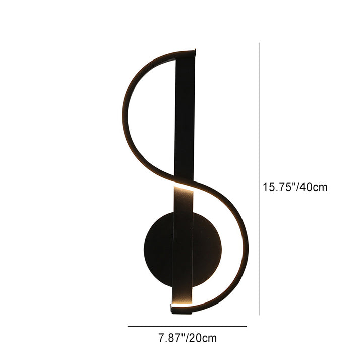 Applique murale LED en fer en silicone ronde en forme de note de musique créative contemporaine pour salon 