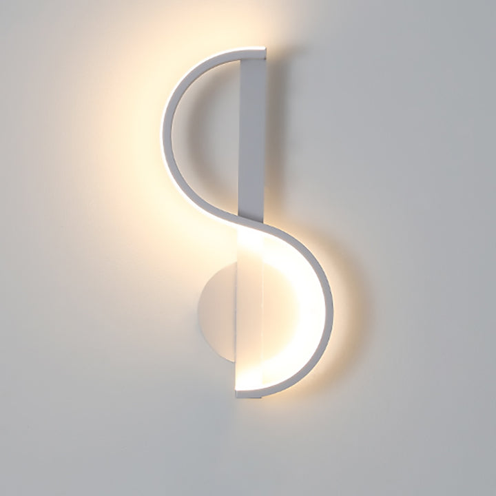 Applique murale LED en fer en silicone ronde en forme de note de musique créative contemporaine pour salon 